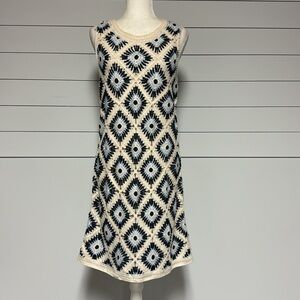 Kings Road Granny Square Crochet Sleeveless Shift Dress